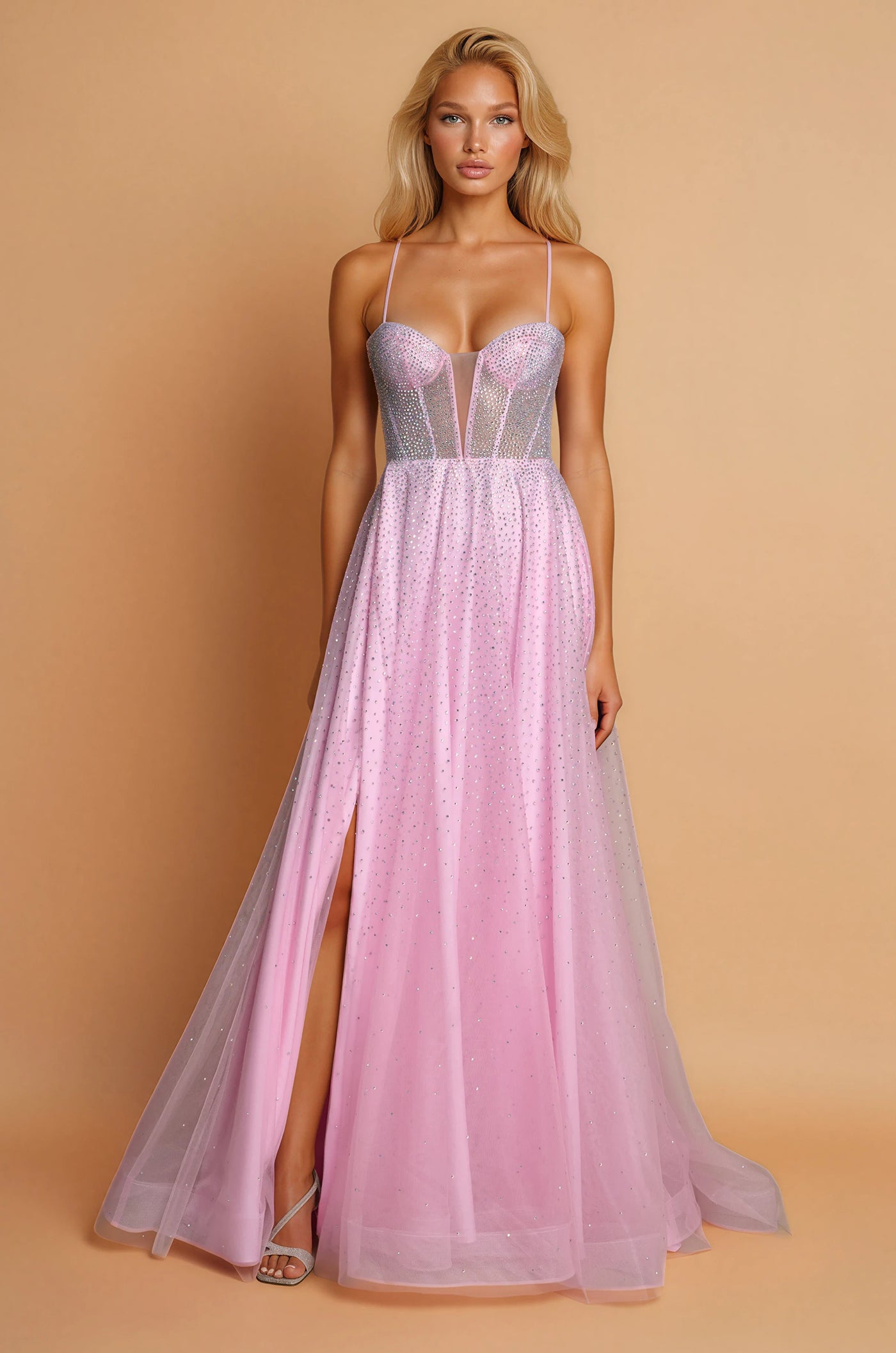 Vestido de Graduación Largo Rosa Vestido de Gala Sexy Rosa