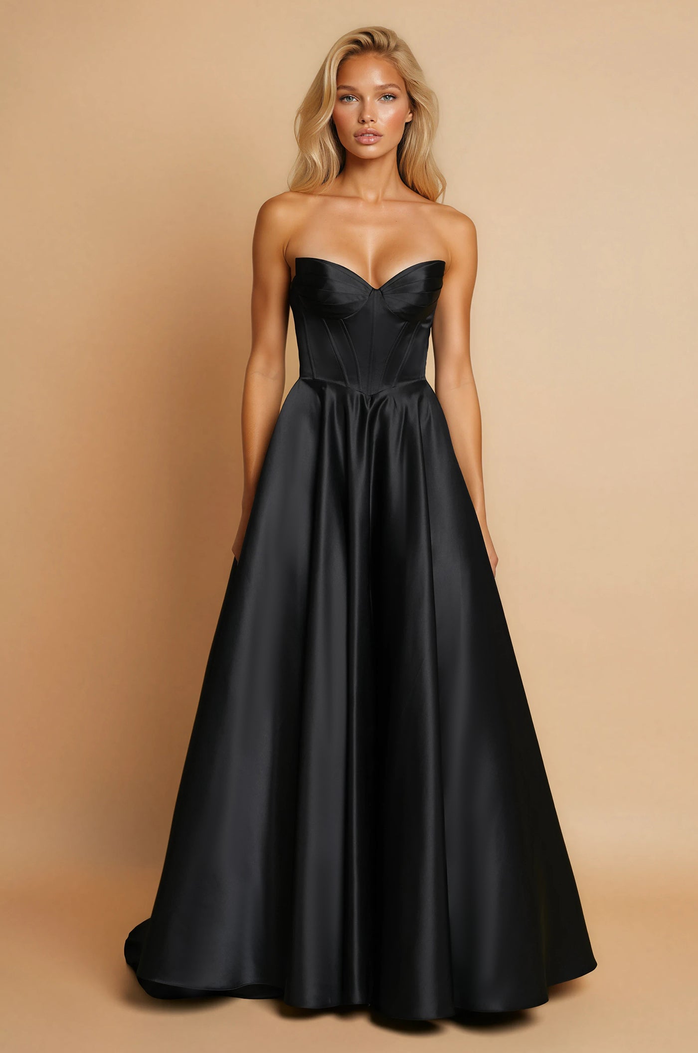 Vestido de Gala Largo Formal con Corsé Negro