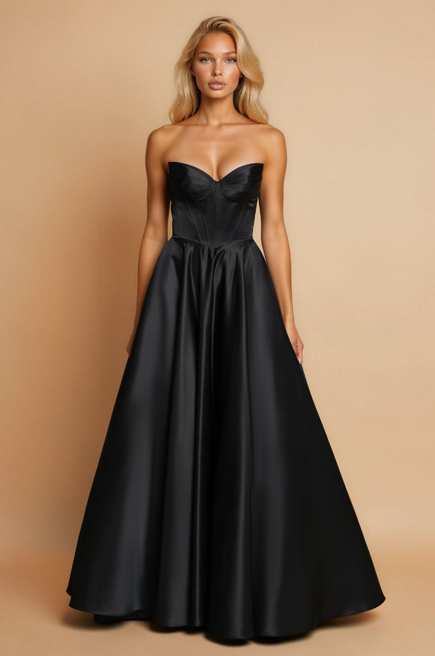 Vestido de Gala Largo Formal con Corsé Negro