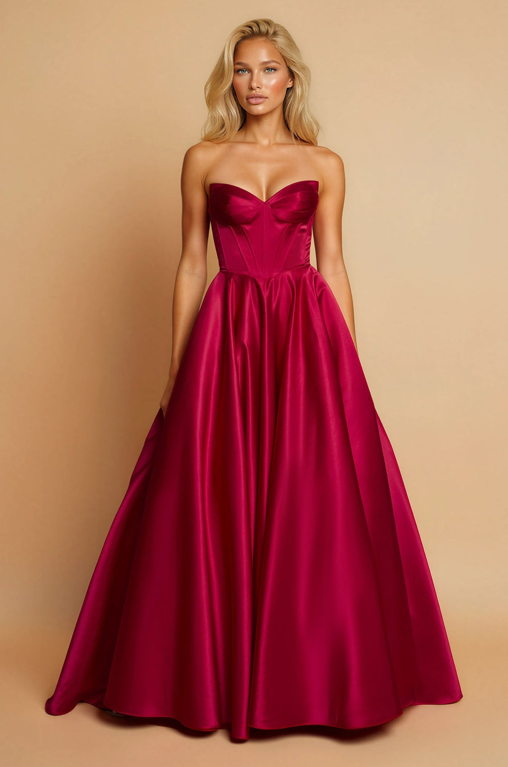 Vestido de Gala Largo de Graduación con Corsé Borgoña