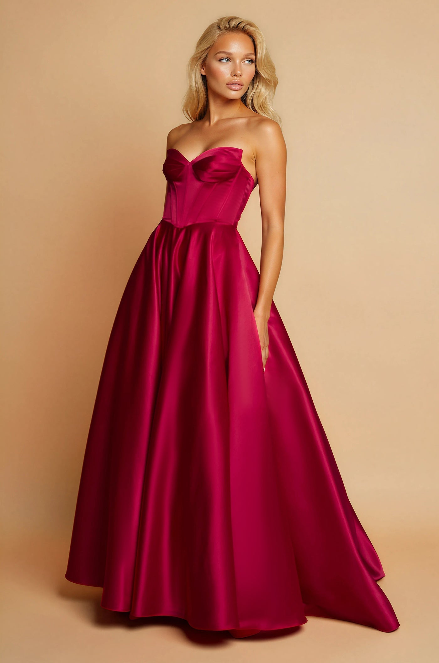 Vestido de Gala Largo de Graduación con Corsé Borgoña