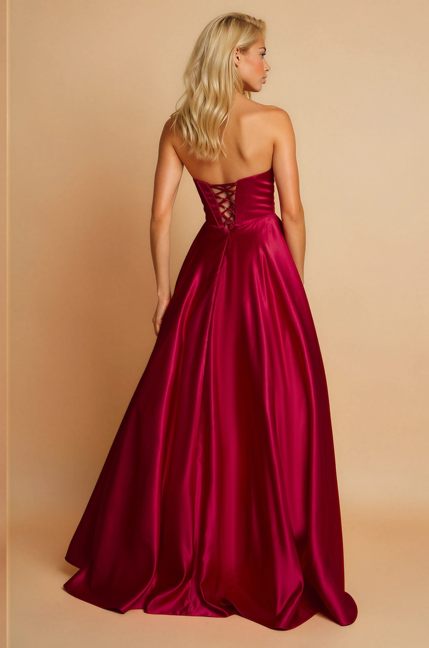 Vestido de Gala Largo de Graduación con Corsé Borgoña