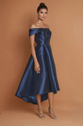 Vestido de Cóctel Formal Largo Corto Azul Marino