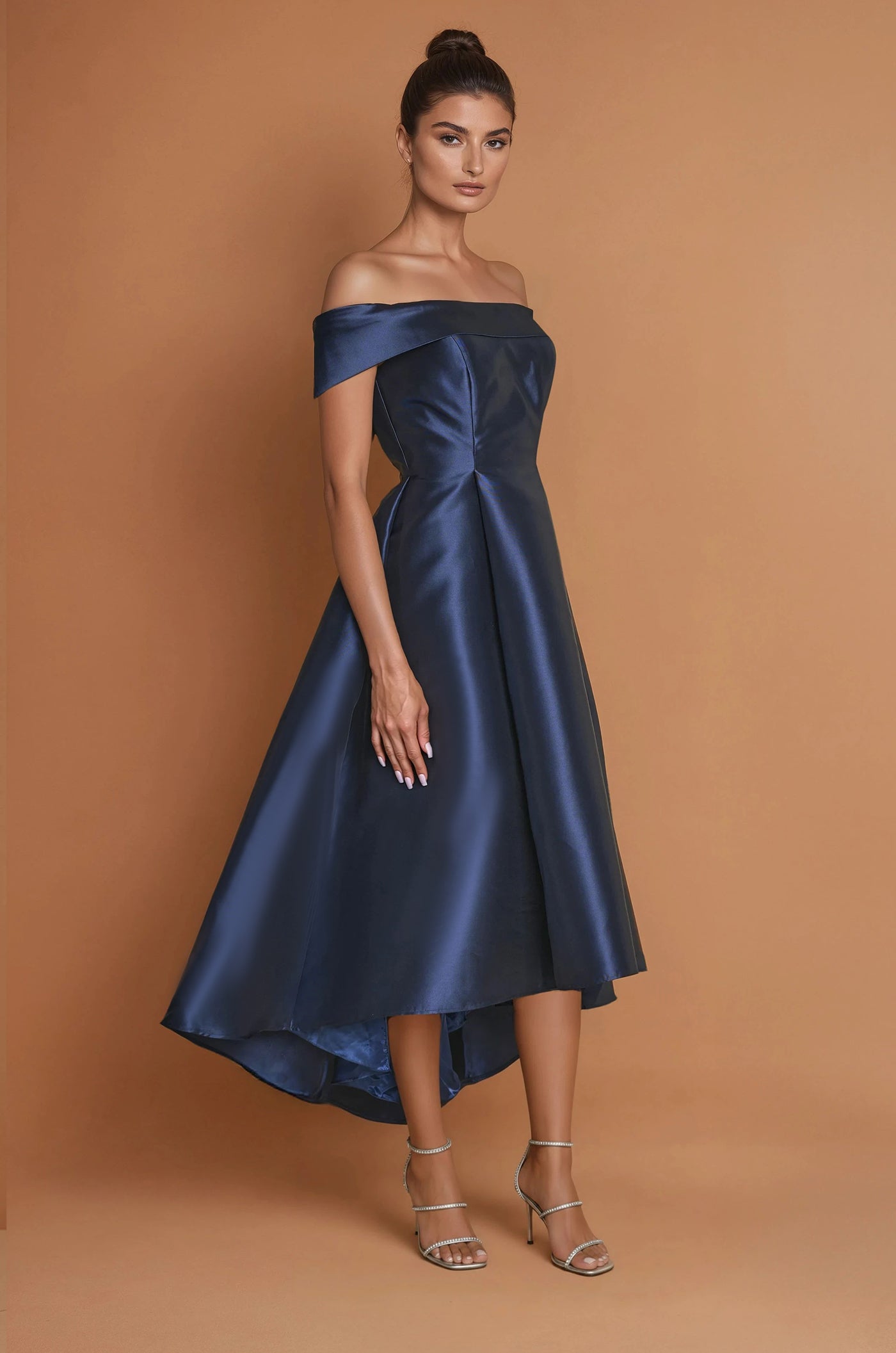 Vestido de Cóctel Formal Largo Corto Azul Marino