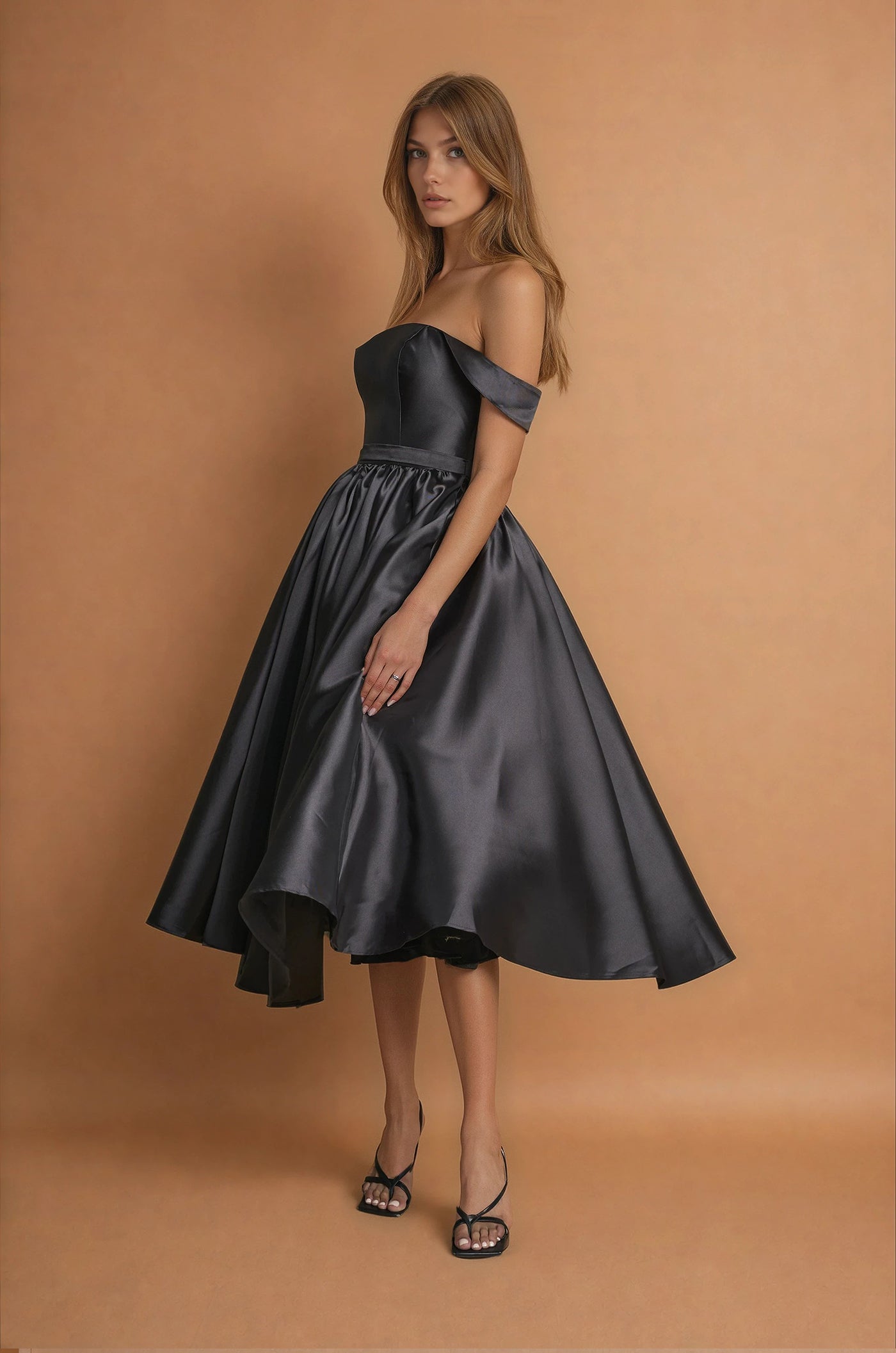 Vestidos de Cóctel Midi Vestido de Cóctel Formal de Etiqueta Negro