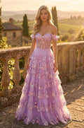 Kos Couture Vestido Largo de Graduación con Corsé y Volantes