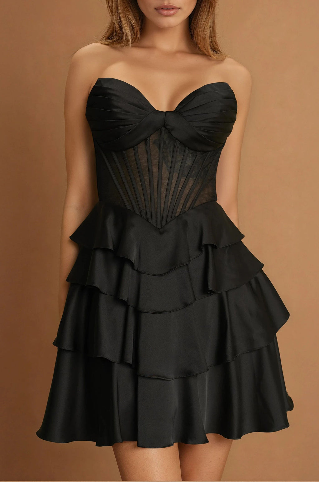 Cocktail Dresses Homecoming Short Formal Tiered Skirt Cocktail Dress Black