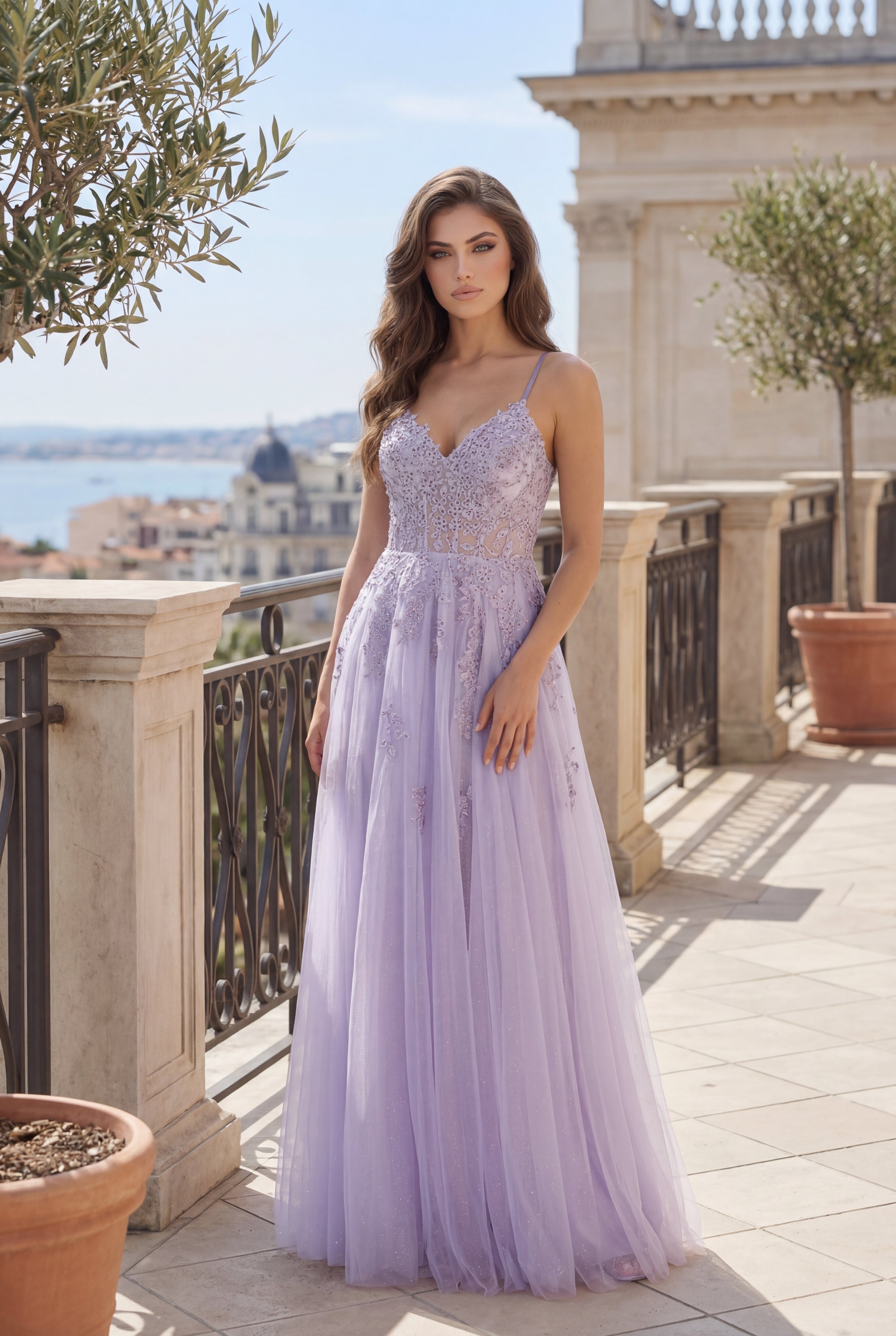 Kos Couture Vestido Largo de Gala de Encaje para Graduación