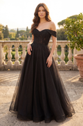 Kos Couture Vestido Formal Largo de Corsé con Hombros Descubiertos