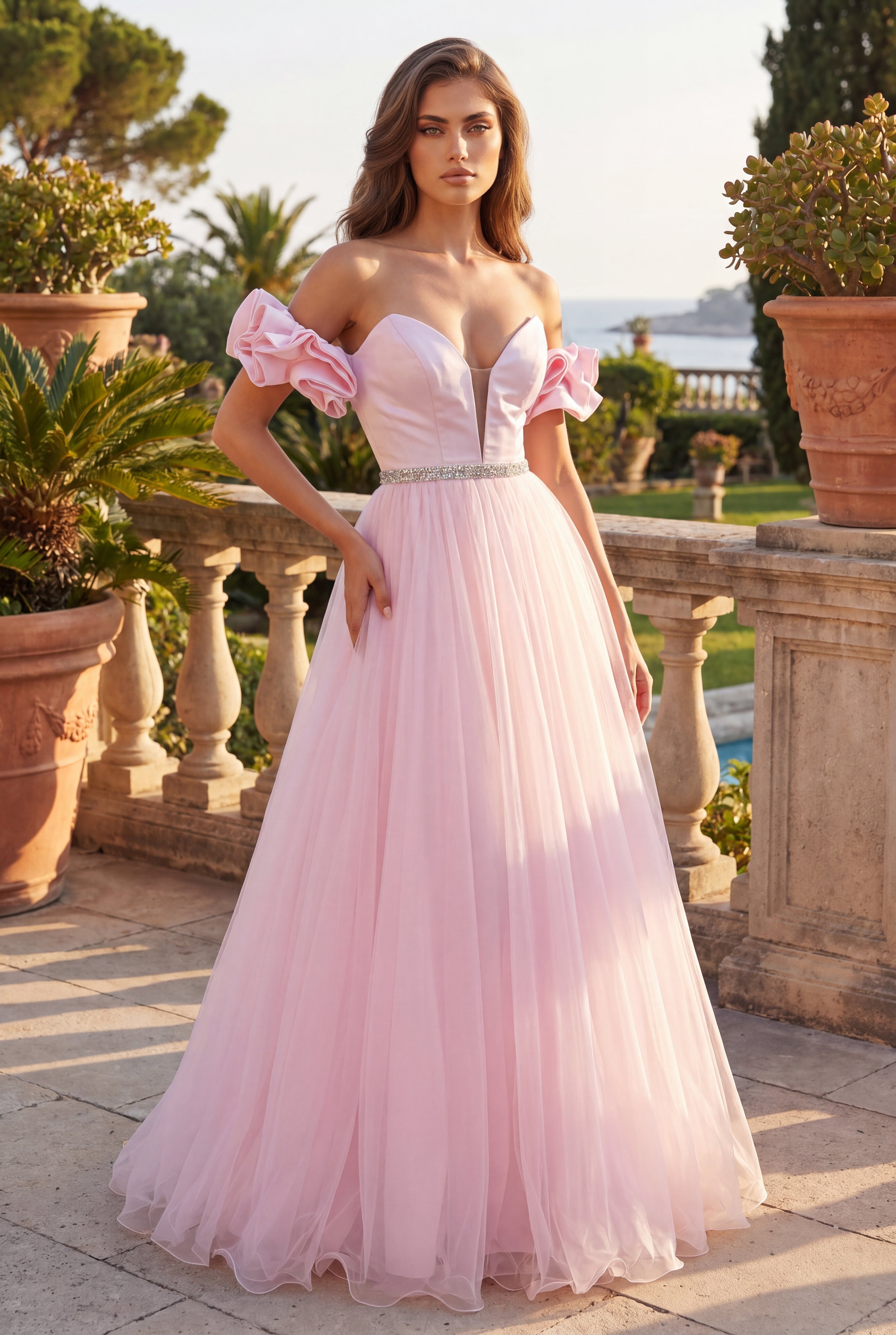 Kos Couture Vestido Largo de Gala para Graduación con Hombros Descubiertos