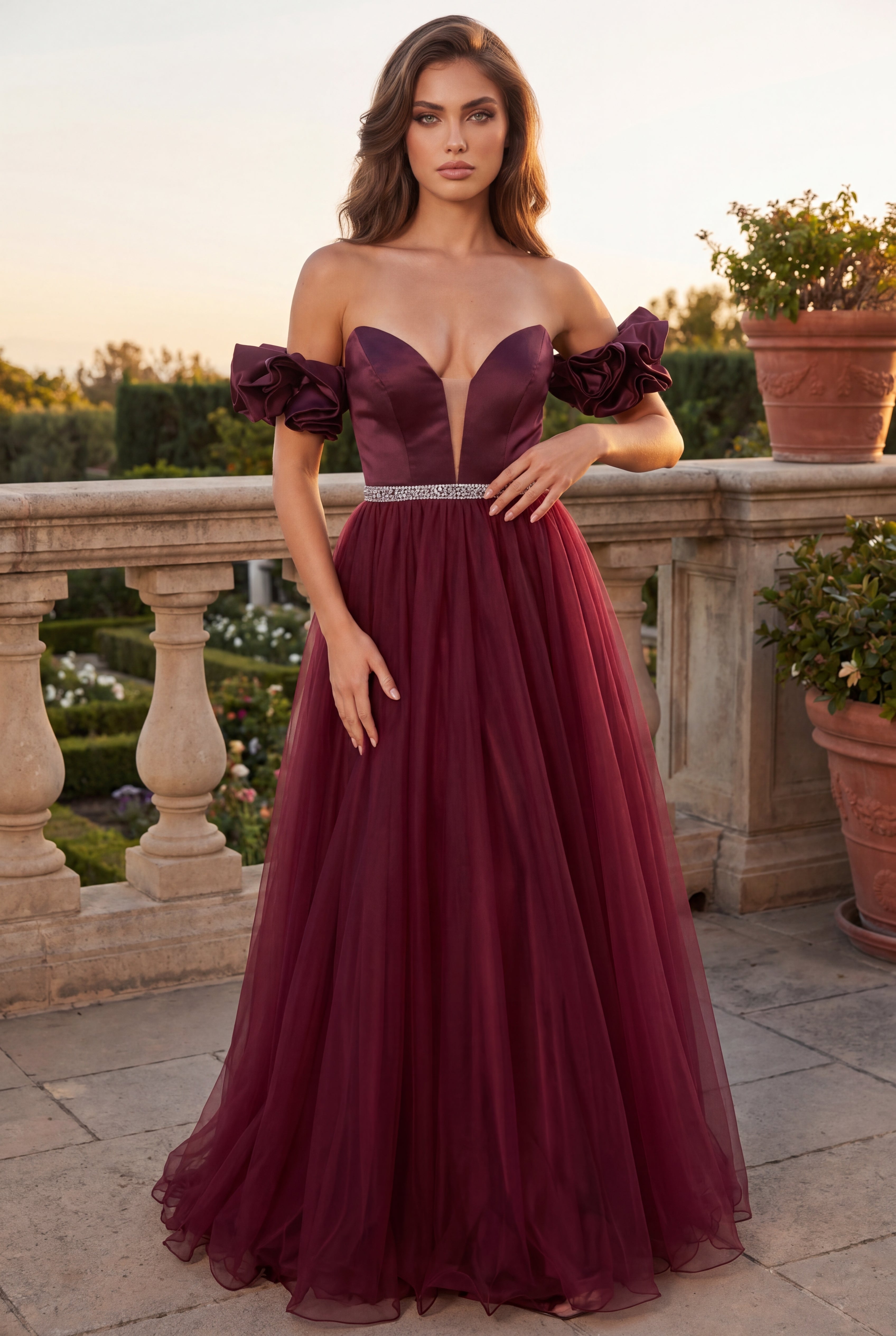 Kos Couture Vestido Largo de Gala para Graduación con Hombros Descubiertos