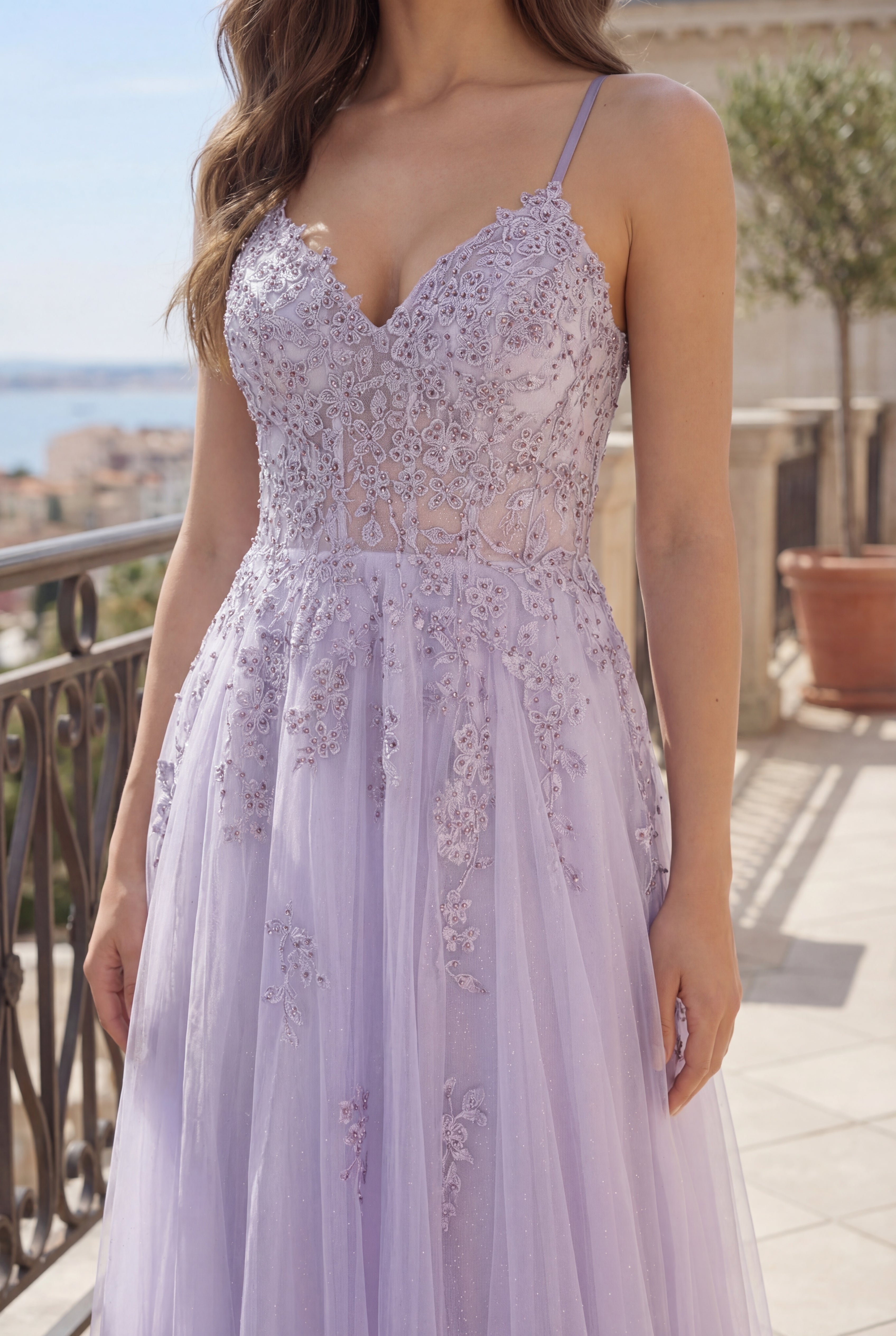Kos Couture Vestido Largo de Gala de Encaje para Graduación
