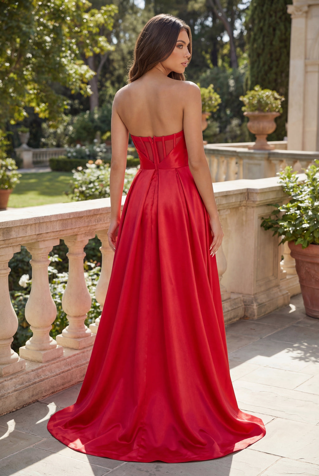 Kos Couture Vestido de Gala Largo de Mikado con Corsé Clásico