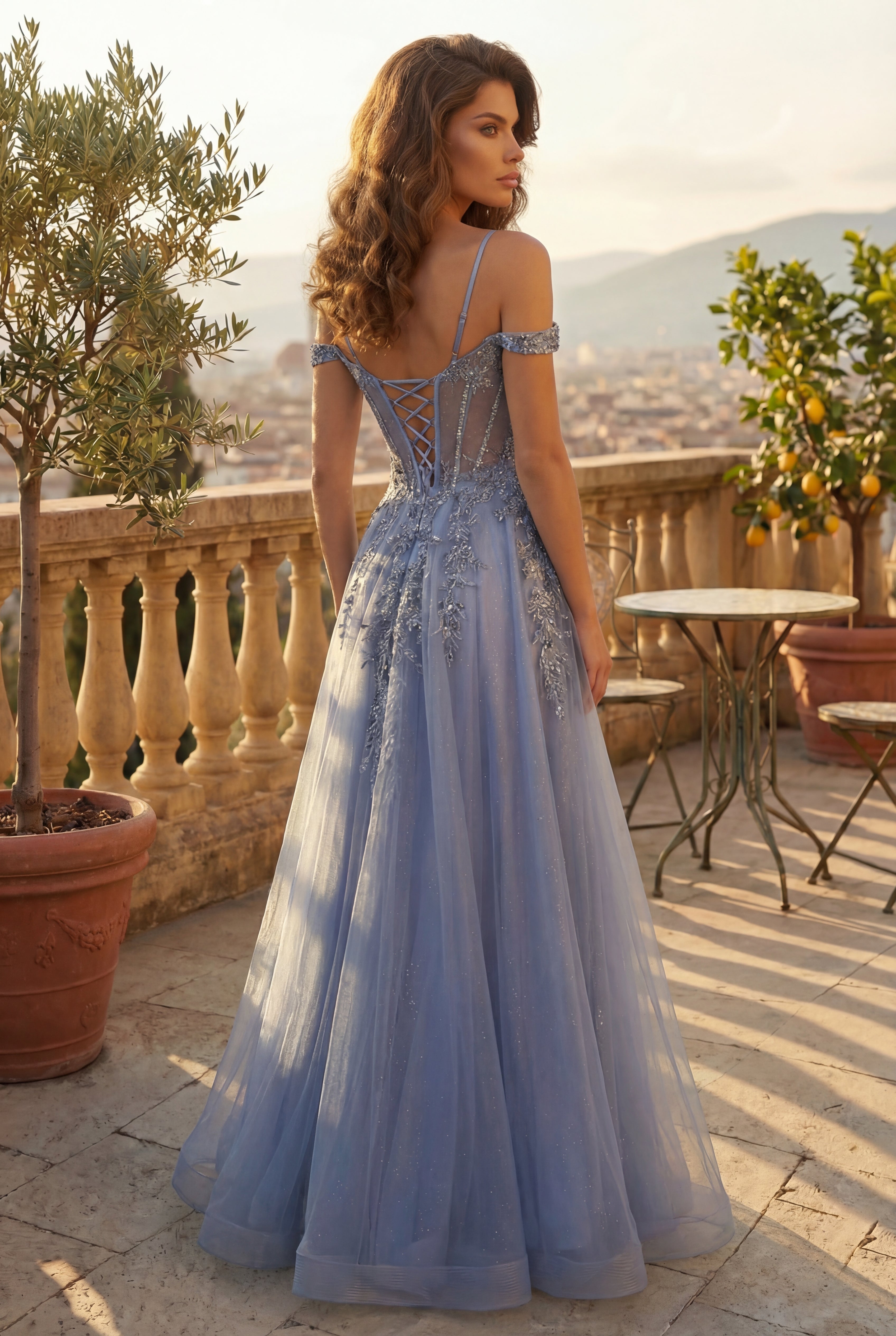 Kos Couture Vestido Largo de Graduación Formal con Corsé
