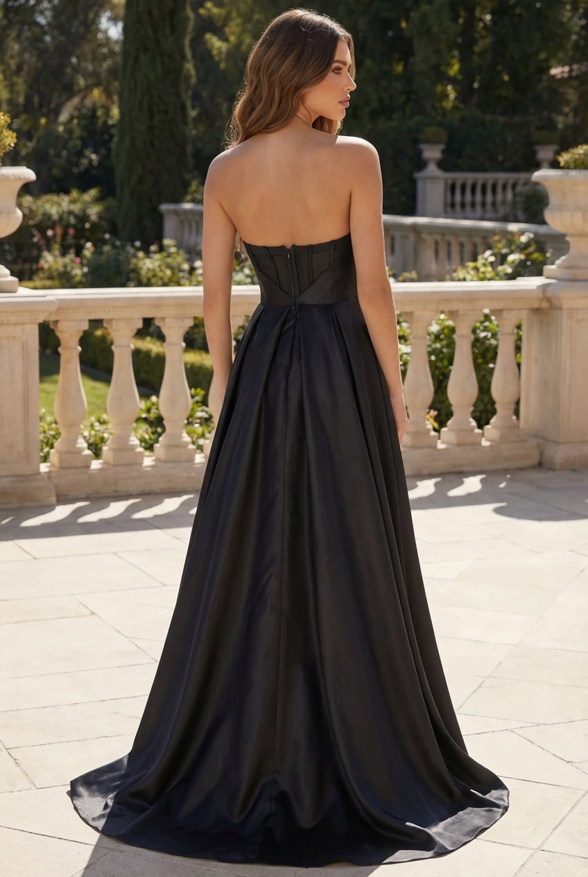 Kos Couture Vestido de Gala Largo de Mikado con Corsé Clásico