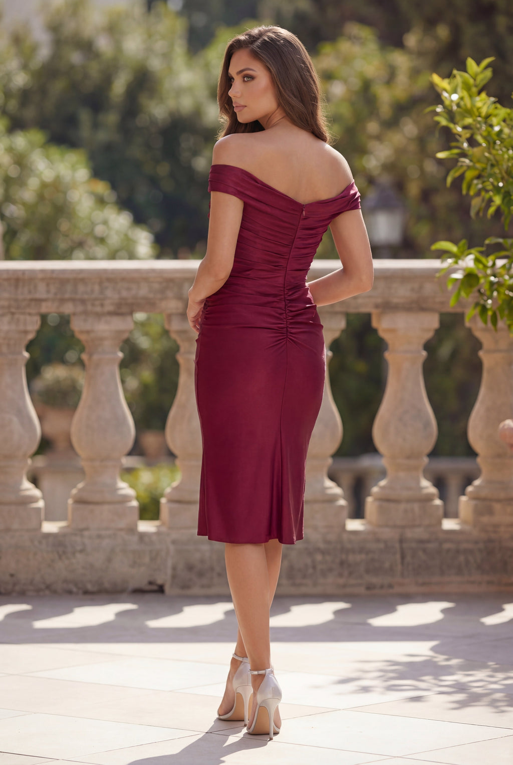 Kos Couture Vestido de Cóctel Corto Formal Elástico con Fruncido
