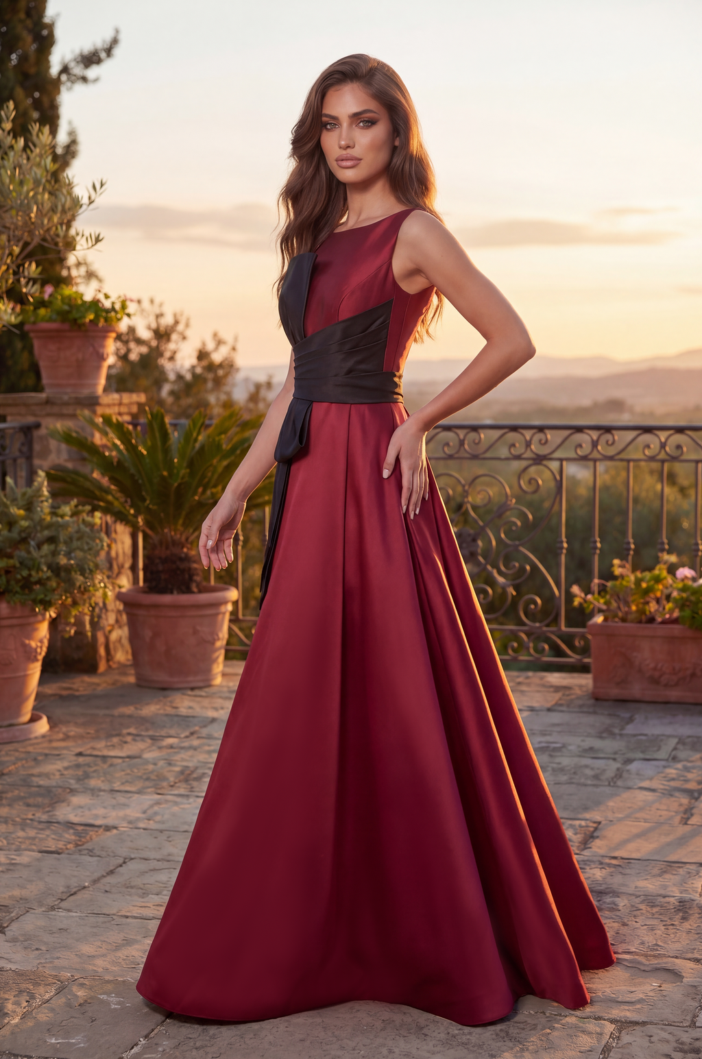 Kos Couture Vestido Largo de Gala Formal con Lazo Llamativo
