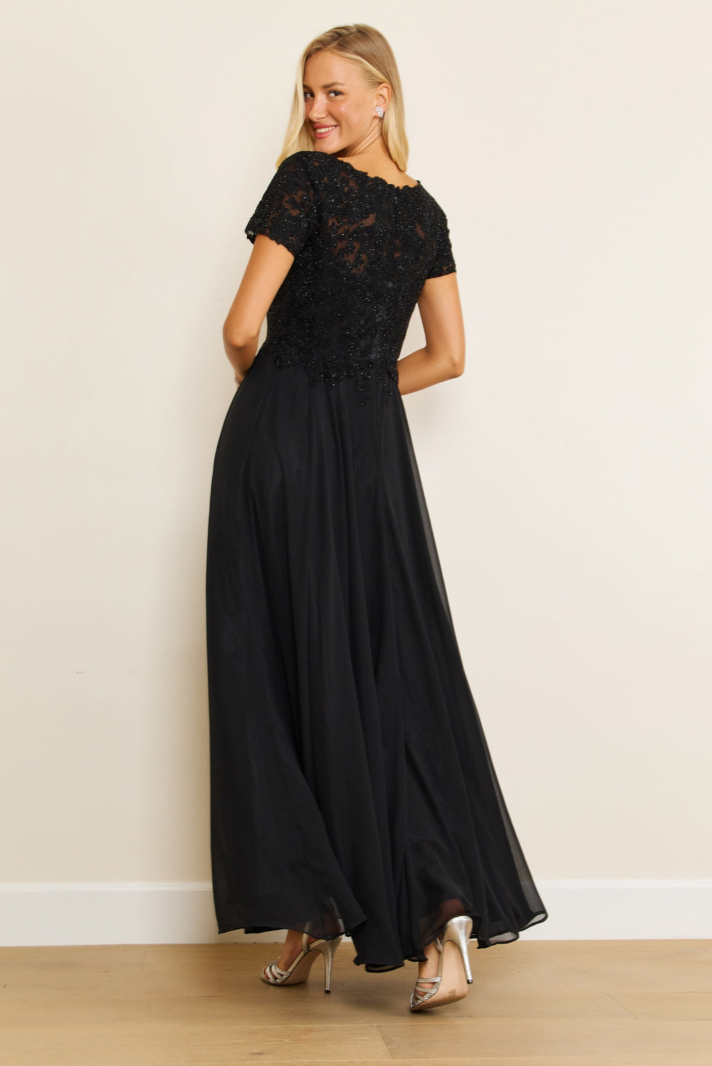 Kos Couture Vestido de Noche de Manga Corta para la Madre de la Novia