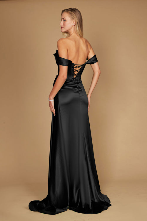 Vestido de Noche Largo Formal para Graduación con Hombros Descubiertos Negro