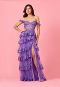 Kos Couture Vestido de Graduación Largo de Lentejuelas con Corsé Transparente