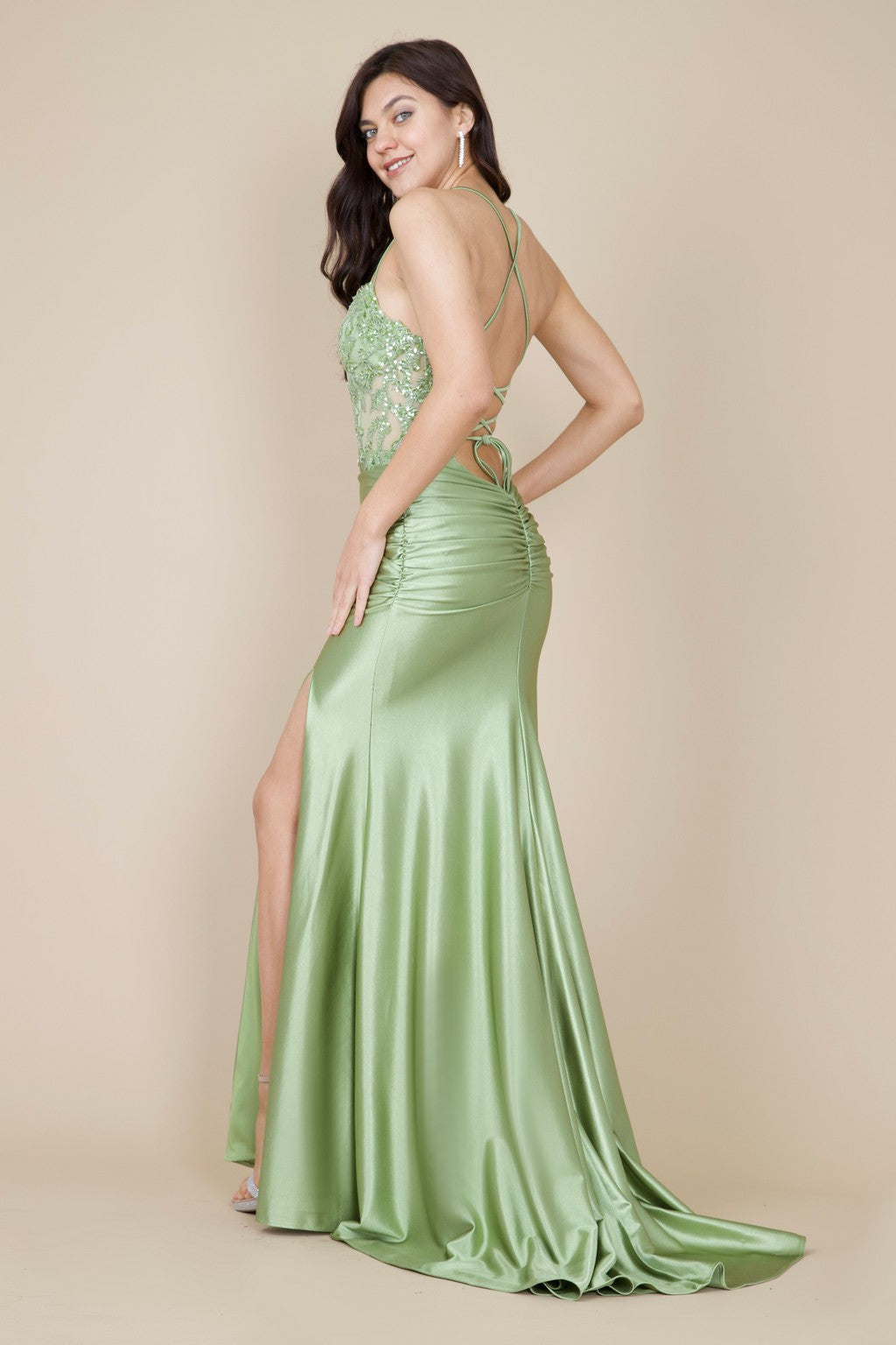Kos Couture Vestido de Graduación Largo Sexy con Espalda Abierta