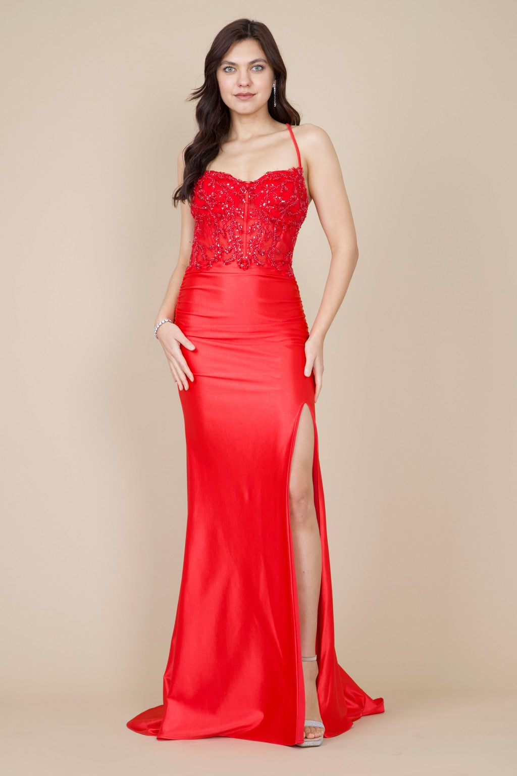 Kos Couture Vestido de Graduación Largo Sexy con Espalda Abierta