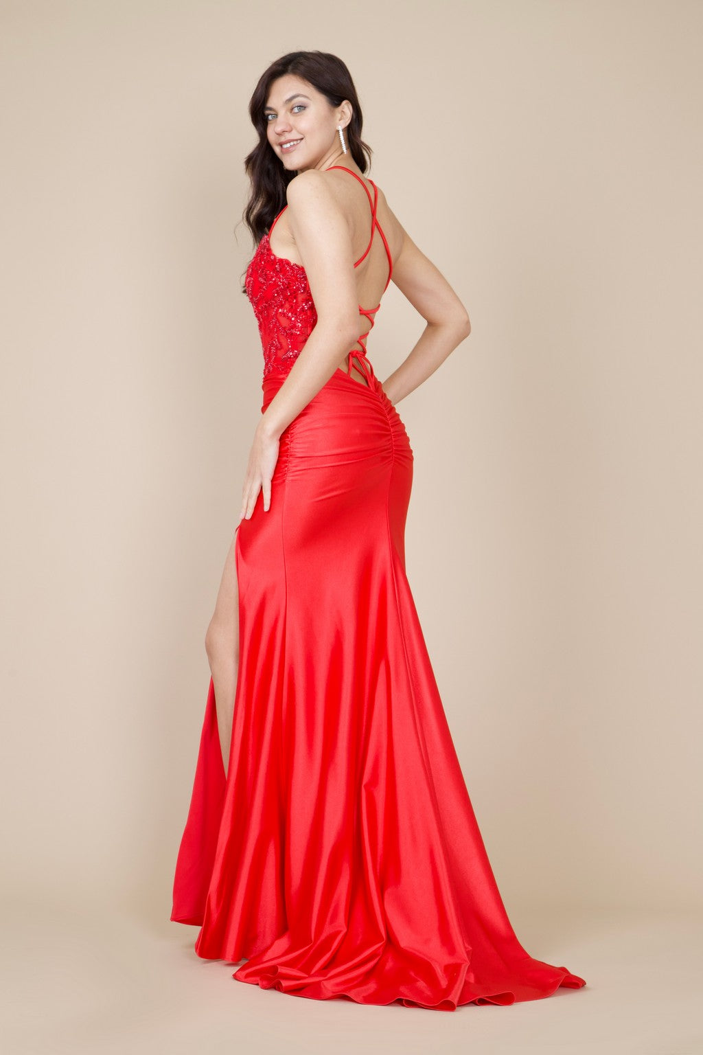 Kos Couture Vestido de Graduación Largo Sexy con Espalda Abierta