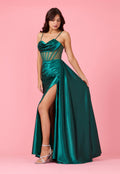 Kos Couture Vestido de Graduación Formal Largo con Corsé y Cuello Hamaca