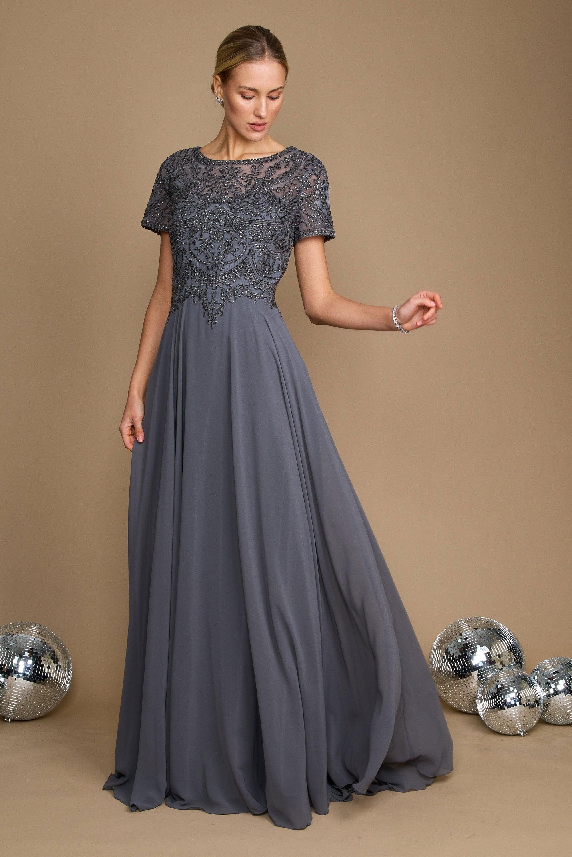 Kos Couture Vestido Formal de Manga Corta para Madre de la Novia