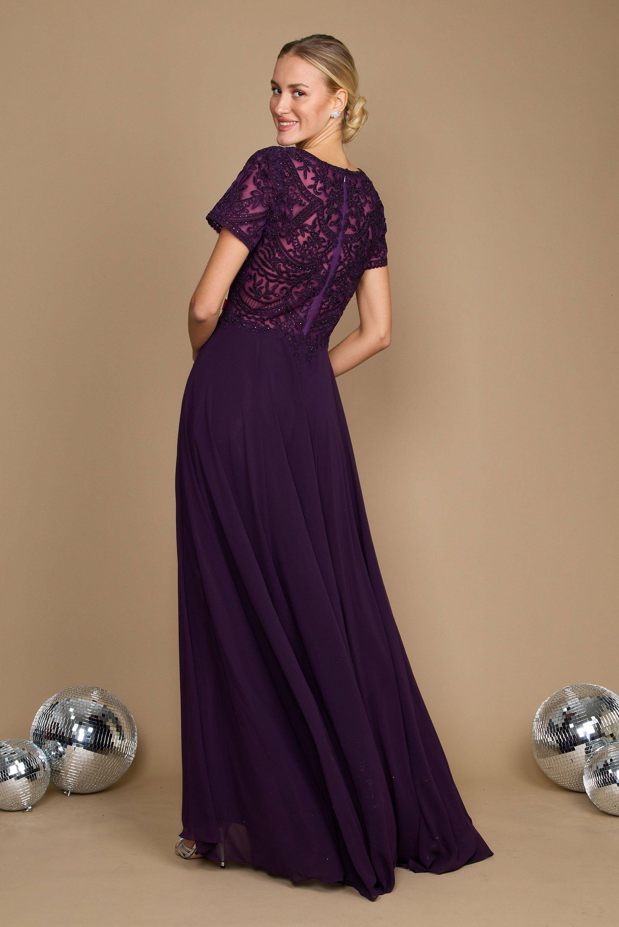 Kos Couture Vestido Formal de Manga Corta para Madre de la Novia