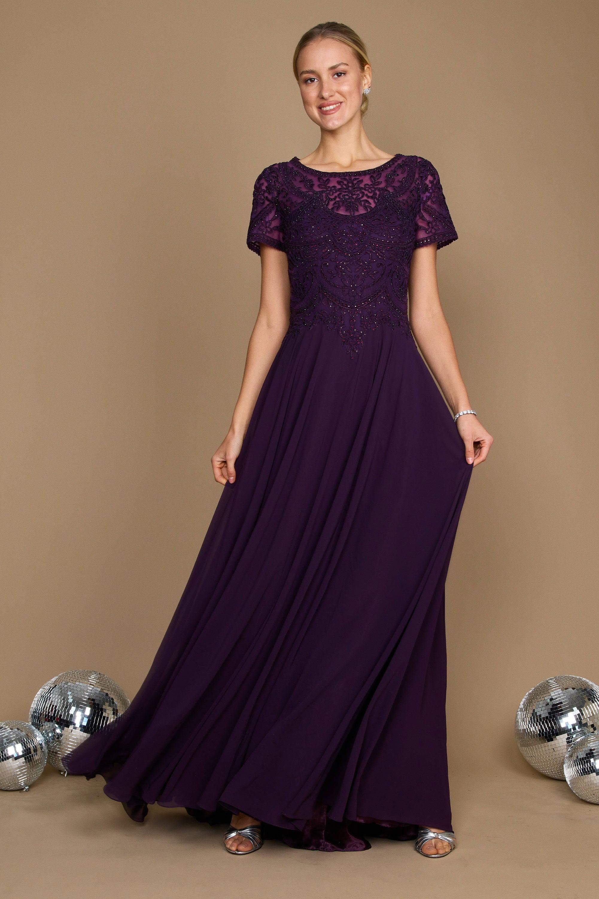 Kos Couture Vestido Formal de Manga Corta para Madre de la Novia