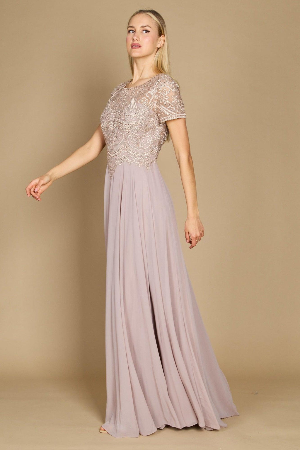 Kos Couture Vestido Formal de Manga Corta para Madre de la Novia