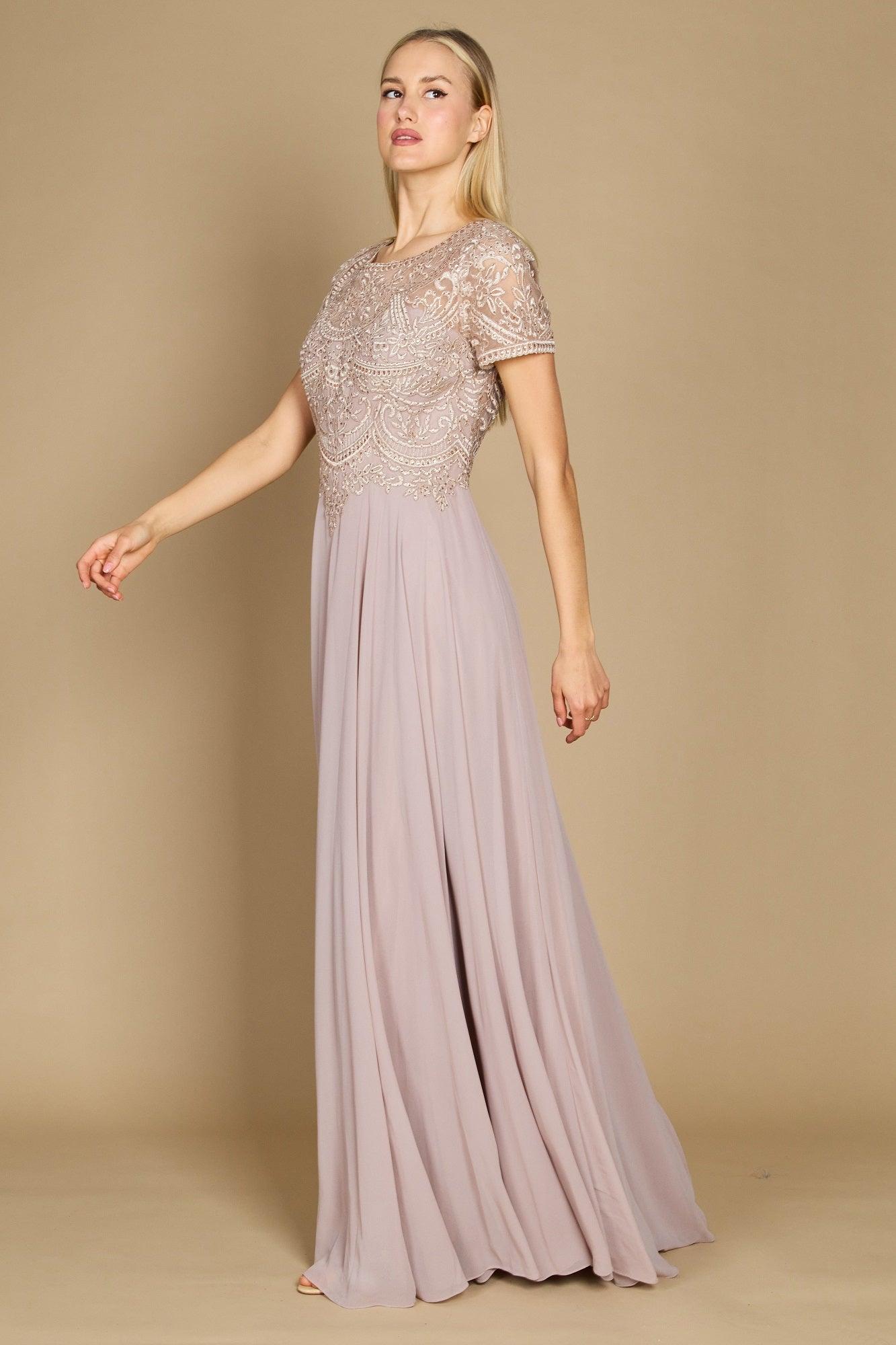 Kos Couture Vestido Formal de Manga Corta para Madre de la Novia