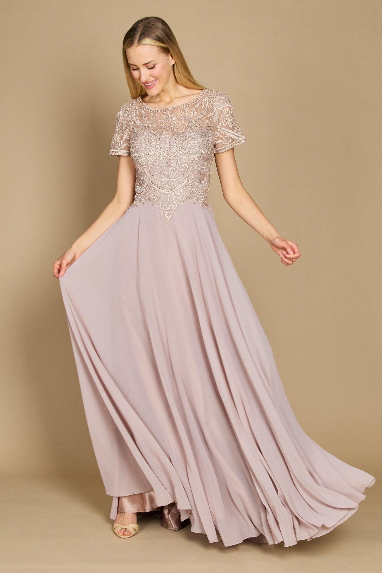 Kos Couture Vestido Formal de Manga Corta para Madre de la Novia