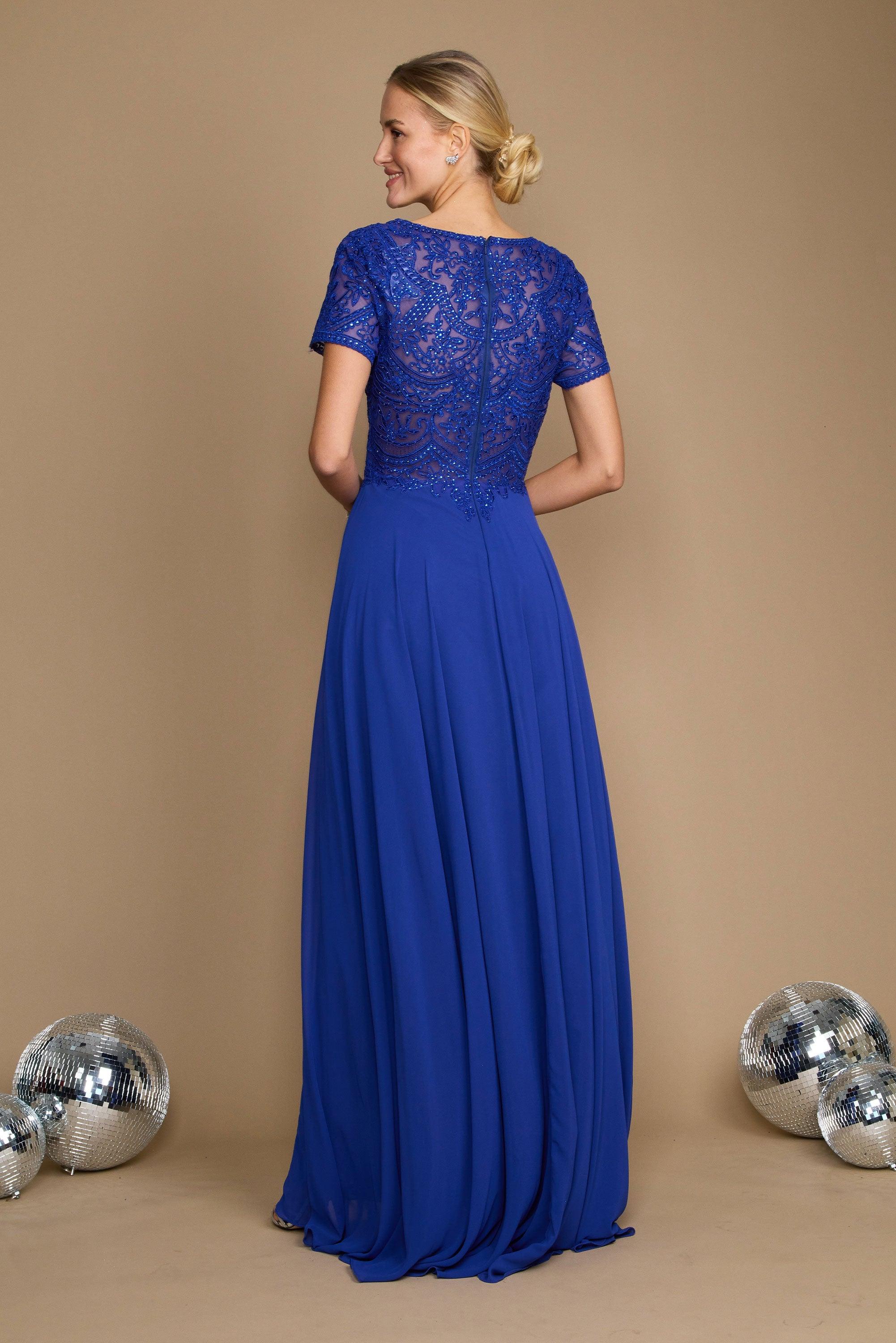 Kos Couture Vestido Formal de Manga Corta para Madre de la Novia