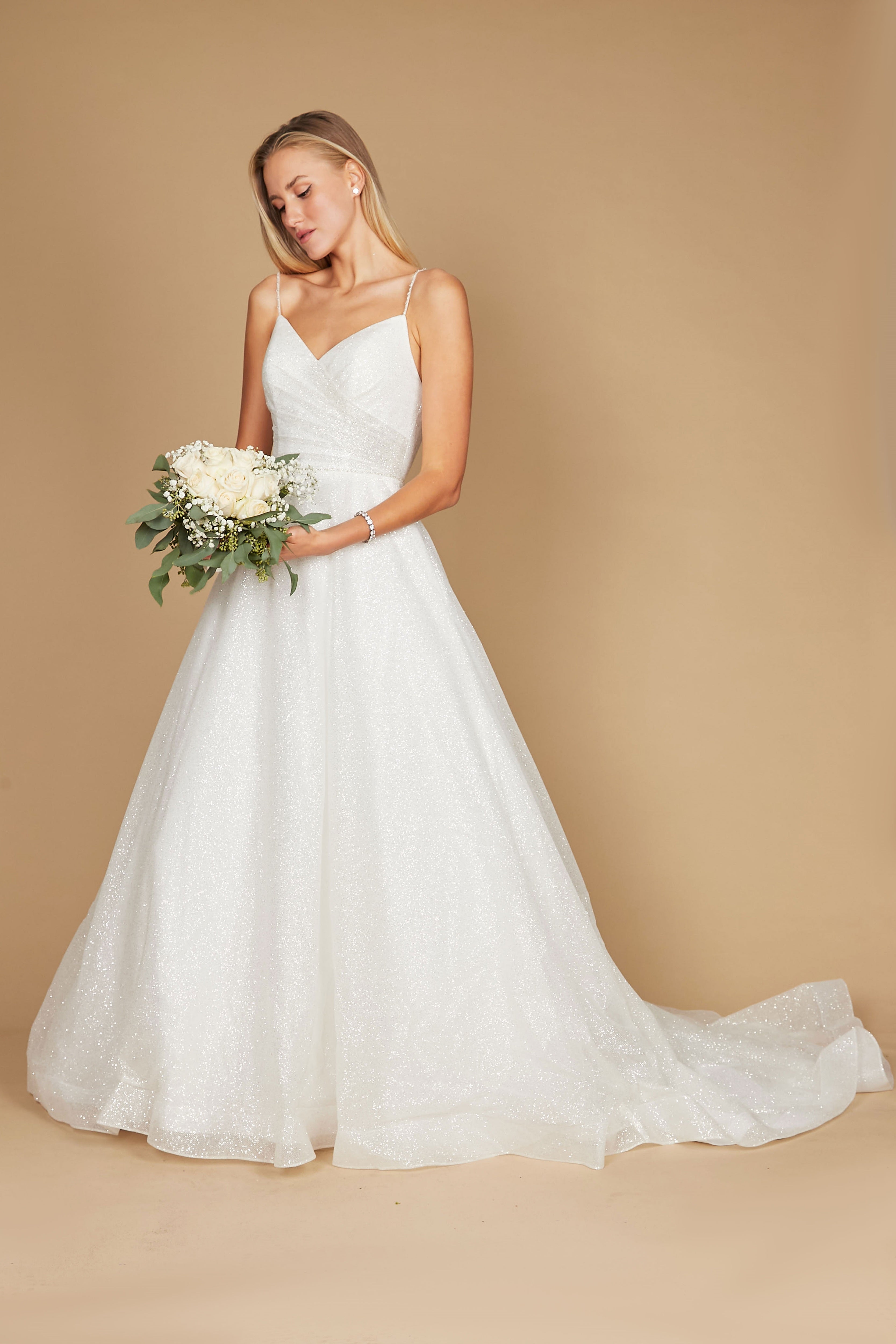 Vestido de Novia Largo de Tirantes Finos Blanco