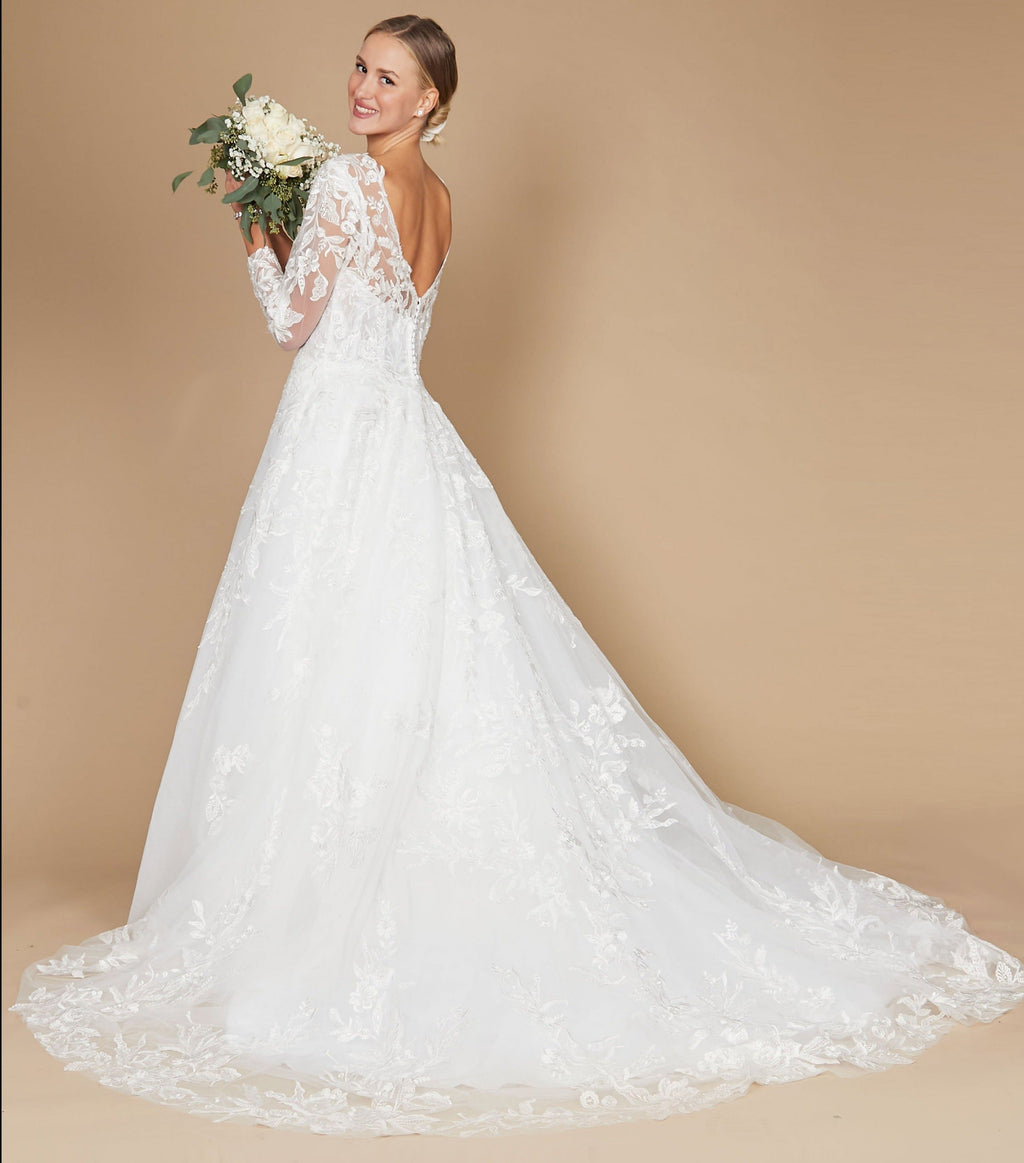 Vestidos de Novia Vestido de Novia de Manga Larga Blanco Roto