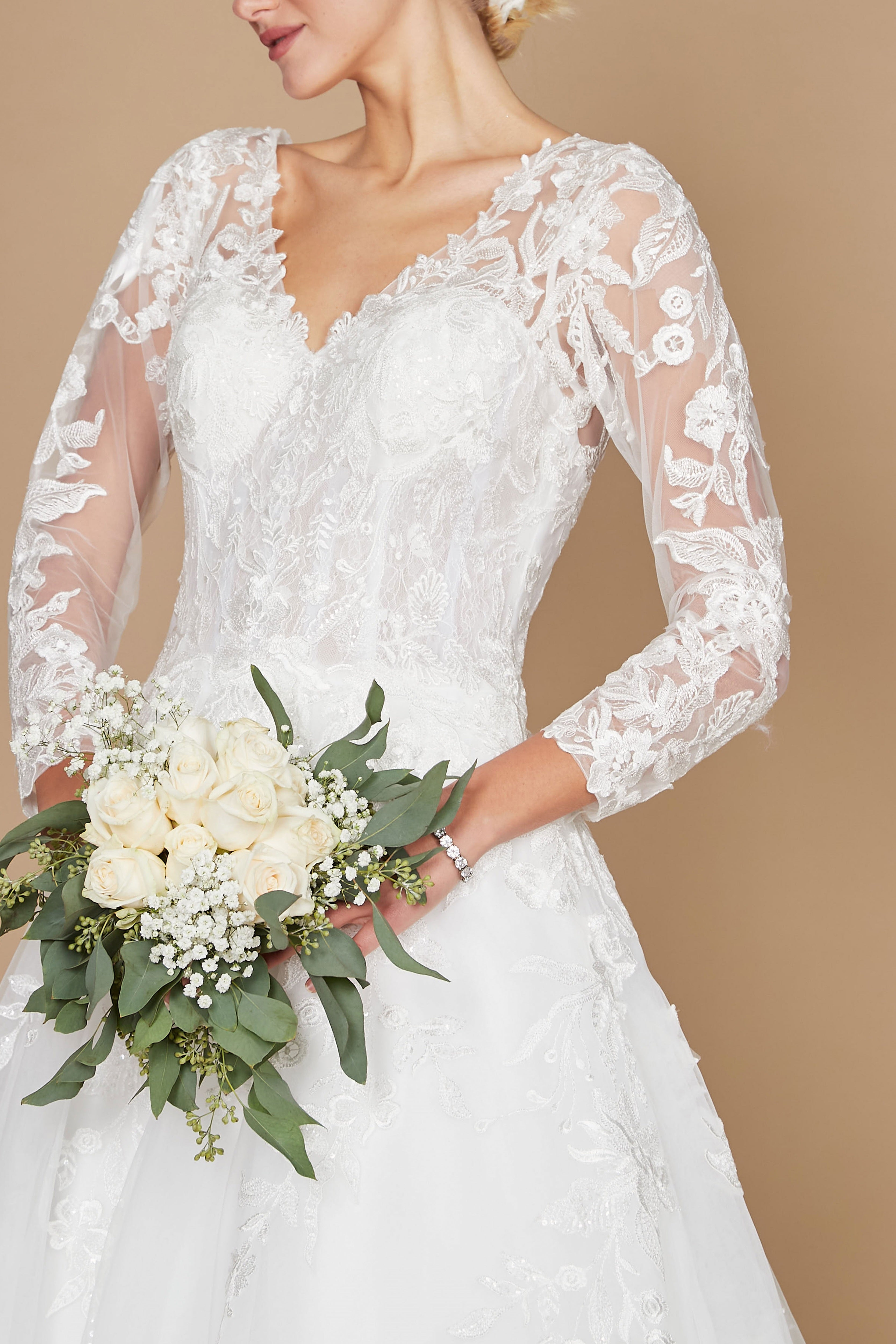 Vestido de Novia de Manga Larga Blanco
