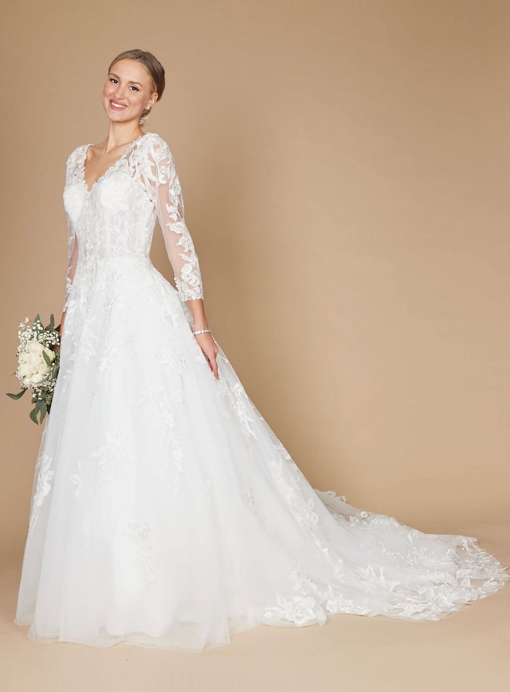 Vestidos de Novia Vestido de Novia de Manga Larga Blanco Roto