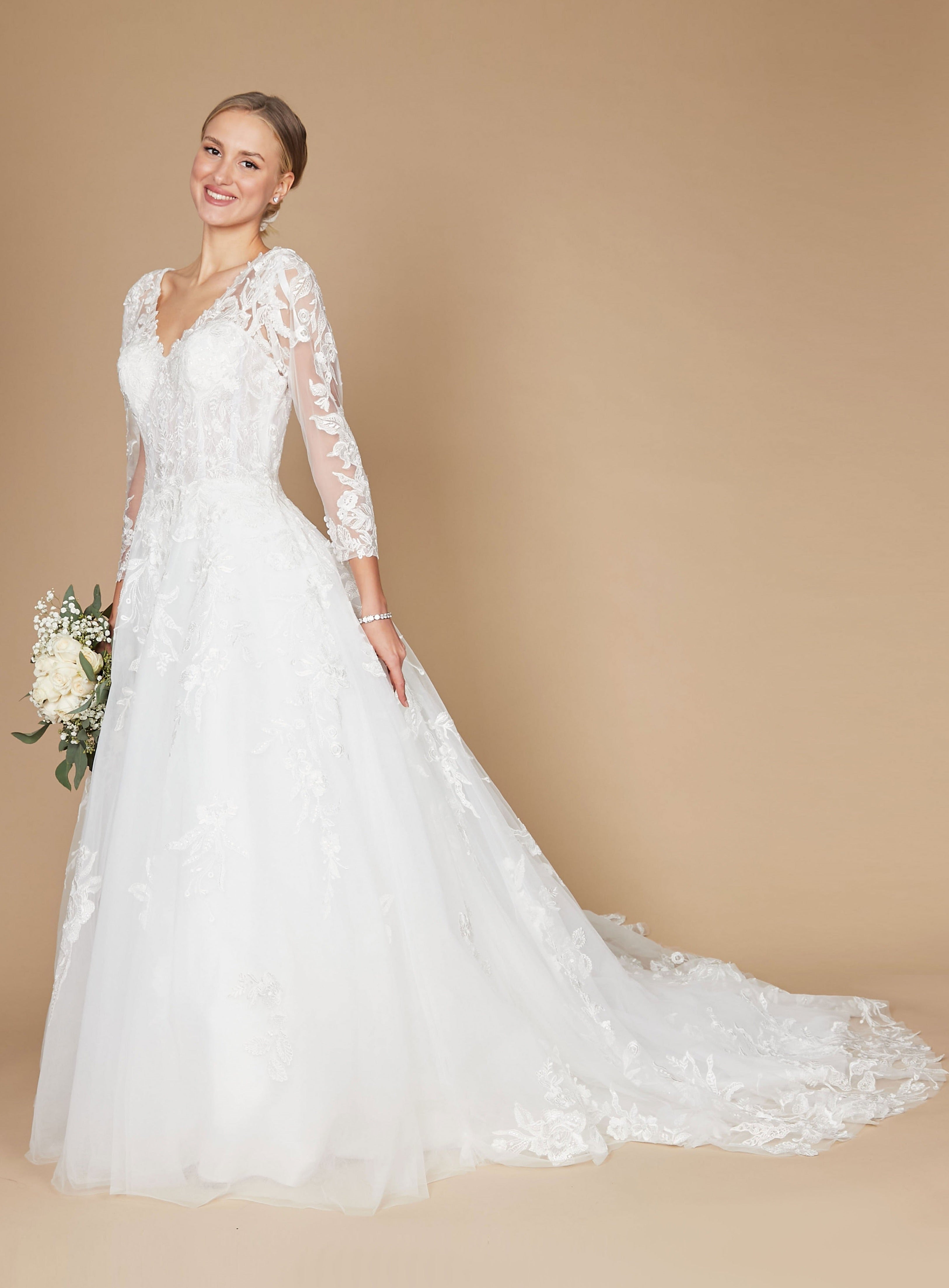 Vestidos de Novia Vestido de Novia de Manga Larga Blanco Roto