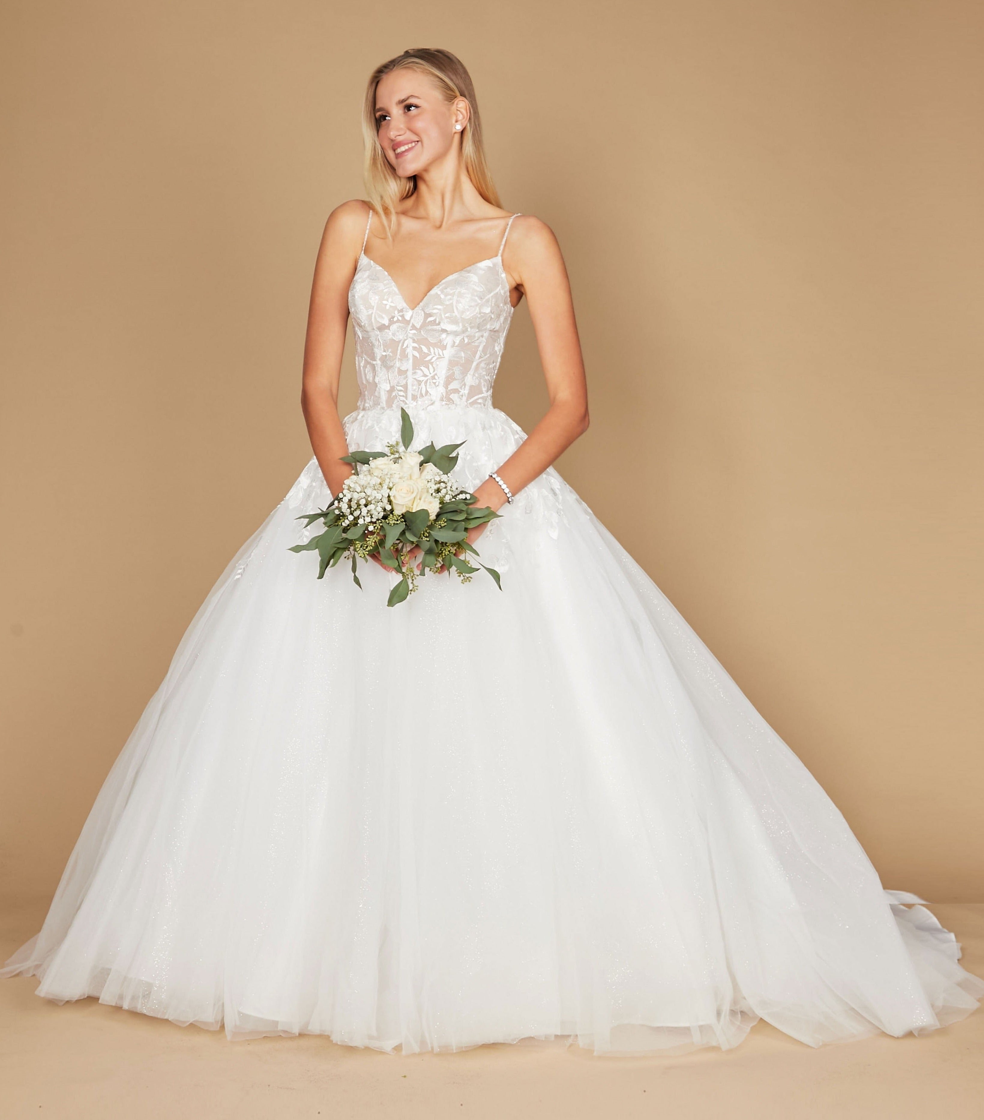 Vestido de Novia Largo Sencillo con Tirantes Finos Blanco Roto