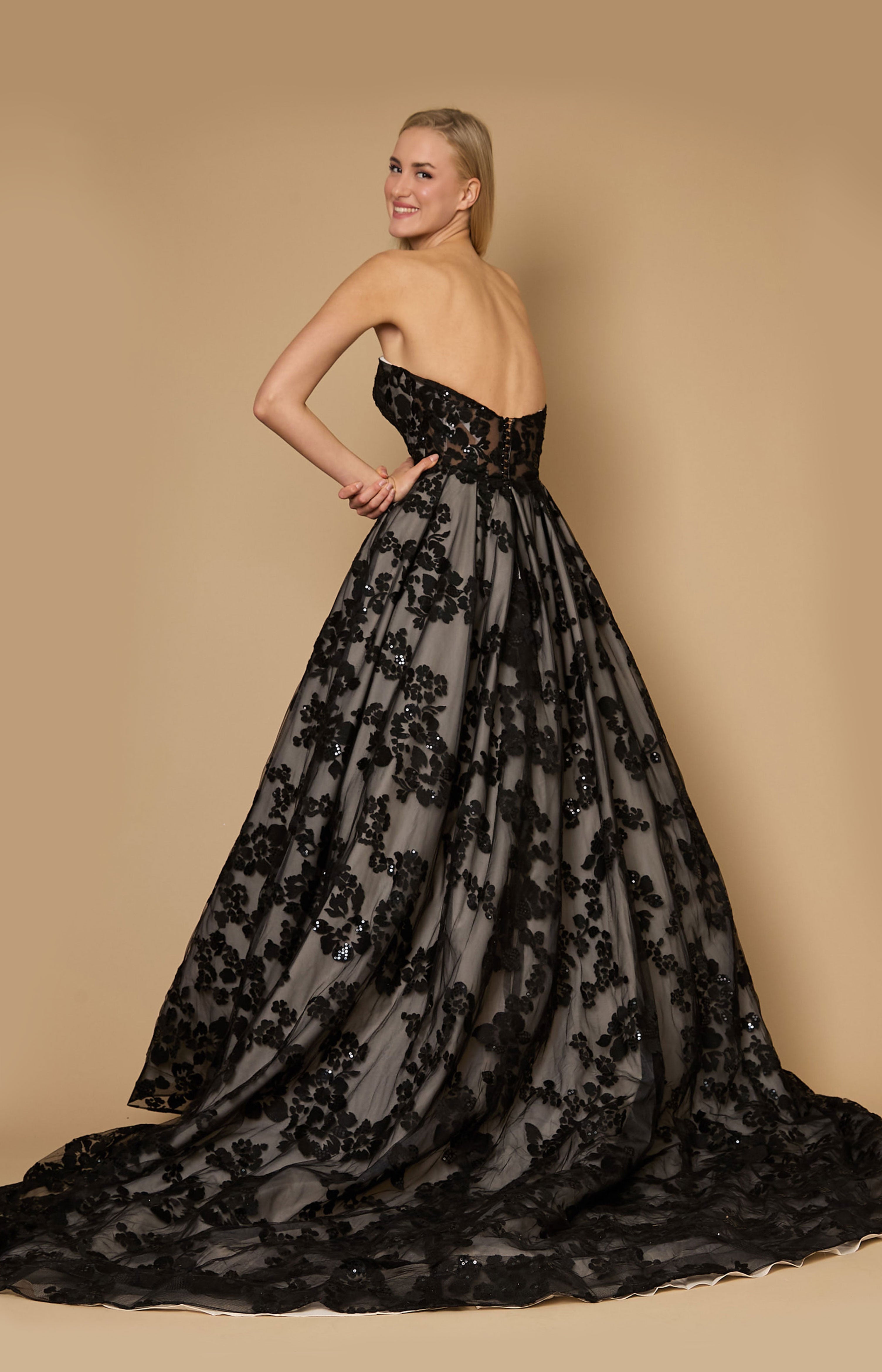 Vestido de Novia Largo de Encaje Negro