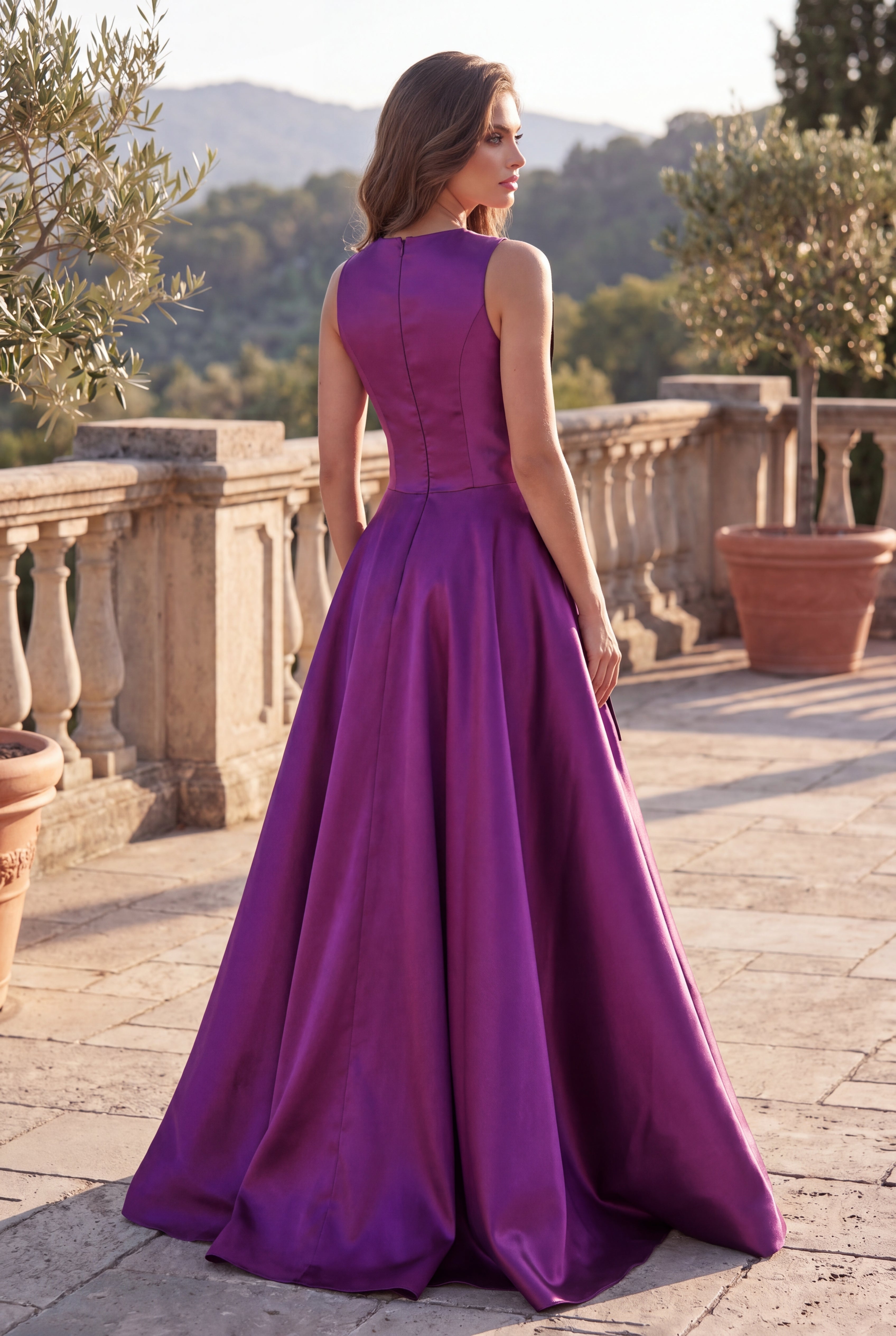 Kos Couture Vestido Largo de Gala Formal con Lazo Llamativo