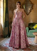 Kos Couture Vestido de Graduación Largo Rosa con Corsé