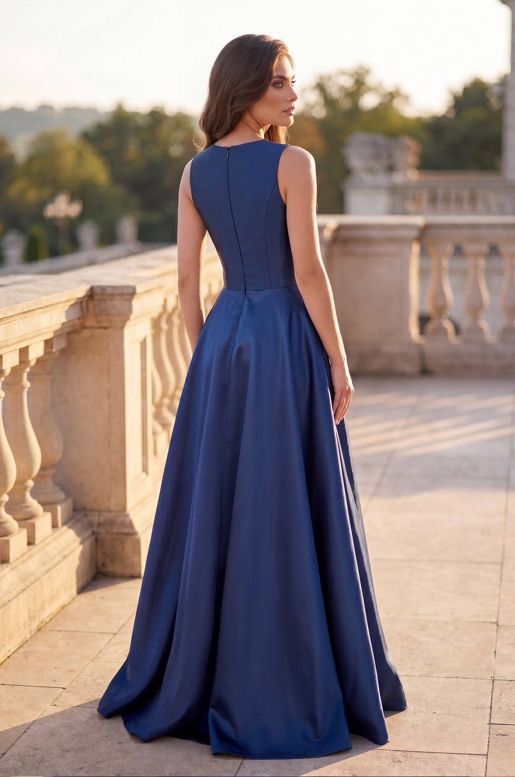 Kos Couture Vestido Largo de Gala Formal con Lazo Llamativo