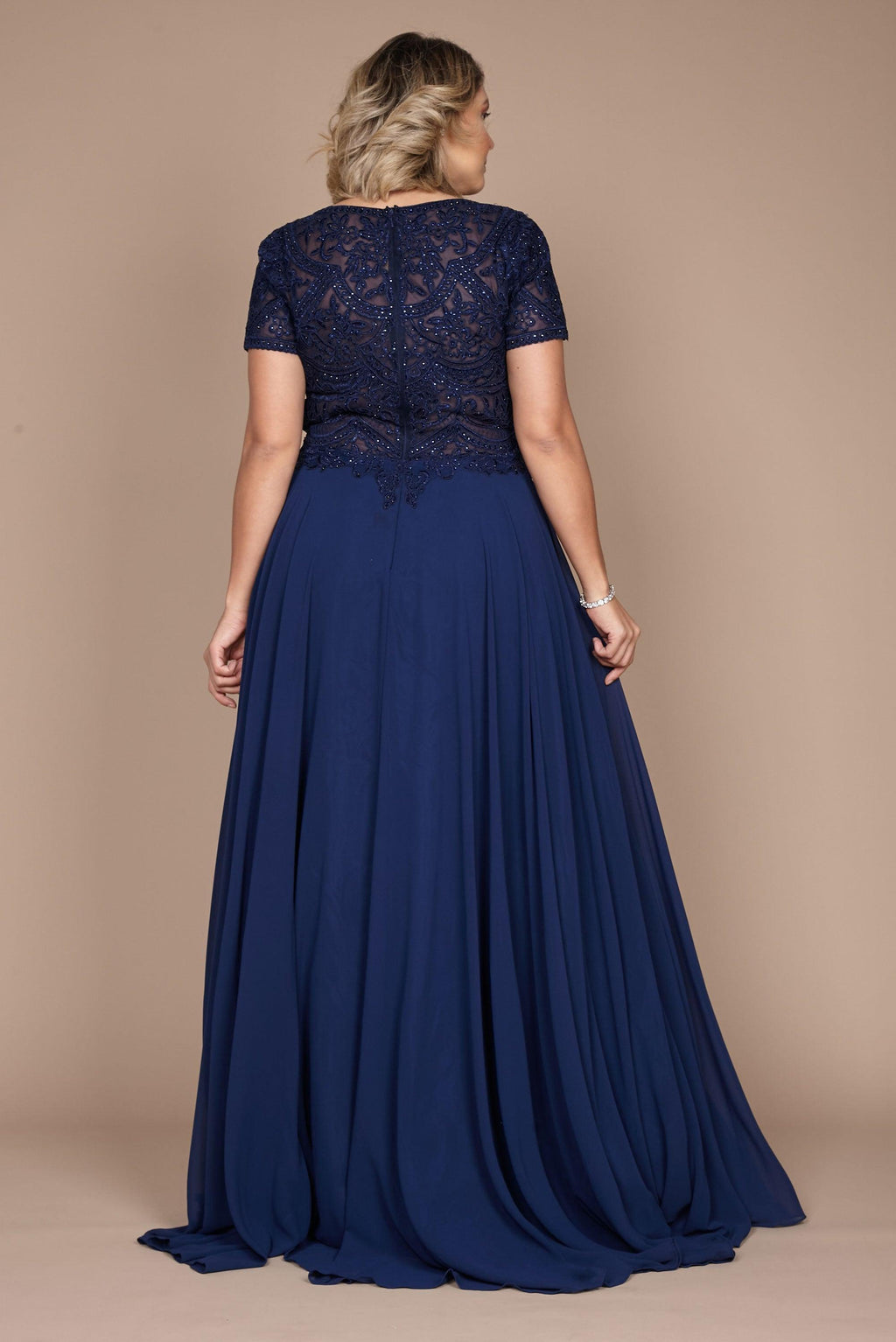 Kos Couture Vestido Formal de Manga Corta para Madre de la Novia